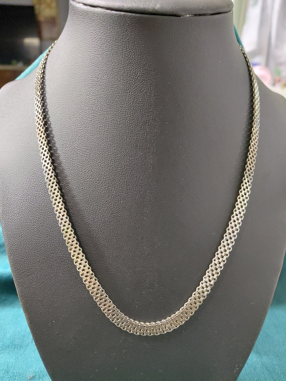 Wide Filigree Mesh Chain 925 Italy Long Lobster Claw Lock